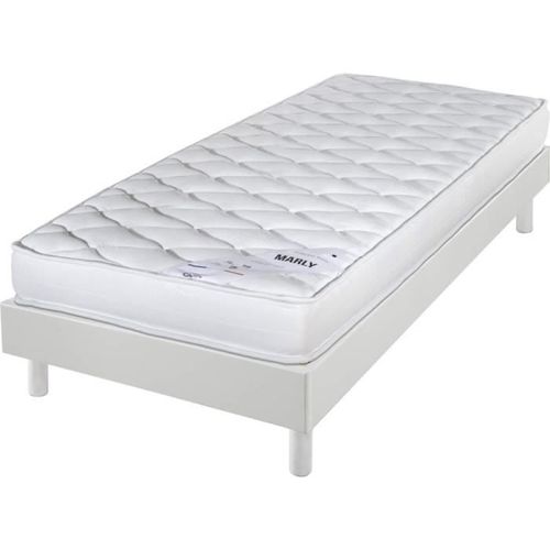 Matelas Et Sommier 90x190 Mousse - Marly - Soutien Ferme - Sommier Démonté - Blanc