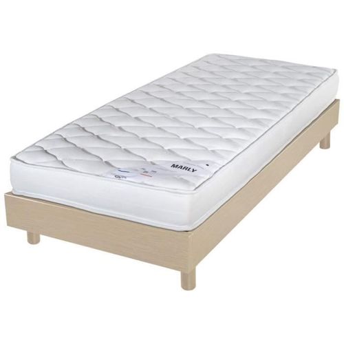 Matelas Et Sommier 90x190 Mousse - Marly - Soutien Ferme - Sommier Démonté - Chêne