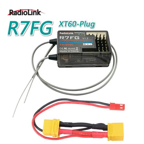 Plug R7fg Xt60 - Récepteur D'antenne Pour Touristes Radiolink R7fg 2.4ghz 7ch, Version Gyroscopique Intégrée Haute Tension Pour Émetteur Radiolinks Rc6gs Rc