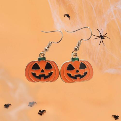 Boucles D'oreilles Thème Halloween ? Citrouille Orange 1