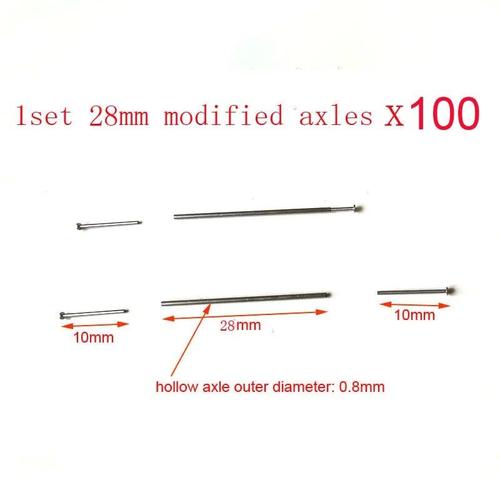 100 Ensembles D'essieux De 28 Mm - Roues De Voiture En Alliage Moulé Sous Pression, Axe De 0,Arbre Creux Avec Broche N64.Pin Pour Hw 1:64, Matchbox, Modèle De Voiture Tomeca, 1/64