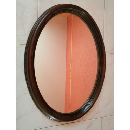 miroir oval cadre en bois marron 62 x 45 cm