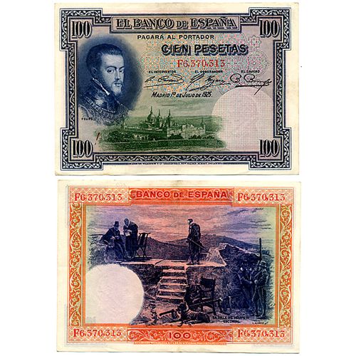 Espagne / Billet De 100 Pesetas De 1925 / Portrait De Felipe 2