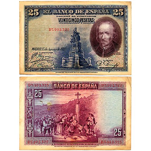 Espagne / Billet De 25 Pesetas De 1928 / Portrait Calderon De Labaraca