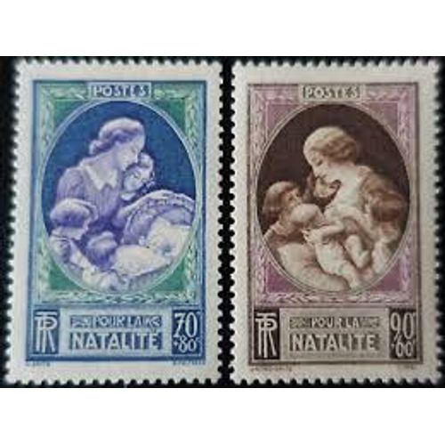 Propagande En Faveur De La Natalité : Mère Et Enfant La Paire Année 1939 N° 440 441 Yvert Et Tellier Luxe