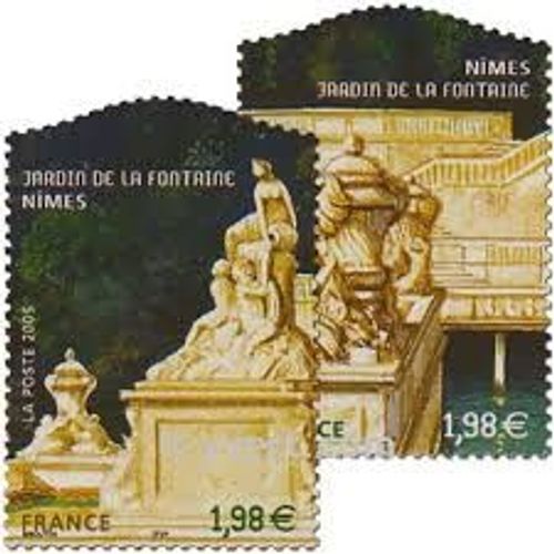 Jardins De France : Jardins De La Fontaine À Nîmes La Paire Année 2005 N° 3786 3787 Yvert Et Tellier Luxe