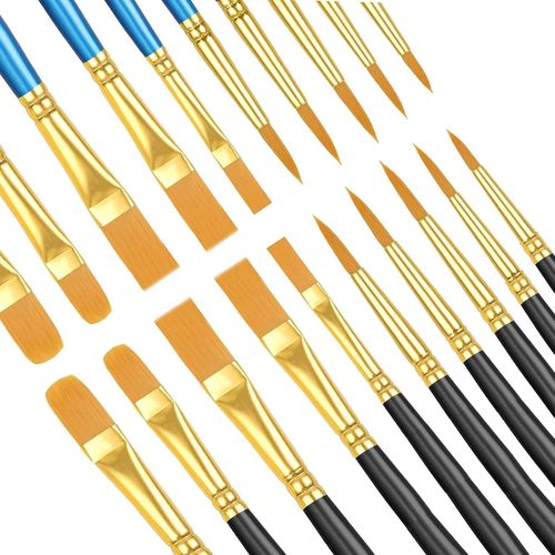 Ershi-Lot De 20 Pinceaux D'artiste En Nylon - Peinture Acrylique - Pour Aquarelle, Artistes, Adultes Et Enfants - Bleu Et Noir[331]