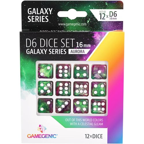 Ershi-Gamegenic - Galaxy Series - Aurore - Set Of 12 Dice 6-16 Mm - Board Games - Card Games - Dice Games - Accessories And Suppli[2