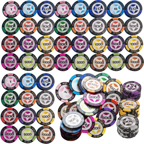 Ershi-48pcs Jetons Poker,Jeu De Poker,Set De Poker,Jetons De Poker De Bingo Jetons De Poker Avec Numéro Pour Texas Holdem,Jouer Au[2