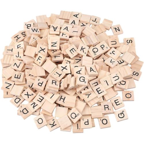 Ershi-300 Pièces Lettres Carreaux Scrabble Lettres En Bois 18x19mm Lettre D'orthographe Lettres A-Z Carreau Scrabble Mots Croisés [3