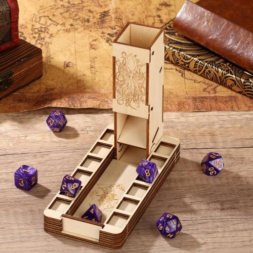 Ershi-Tour À Dés Magique D20, Plateau À Dés Pliable En Bois Dnd, Plateau À Dés Pour Jeux De Table, Outils De Jeu De Société, Acces[1