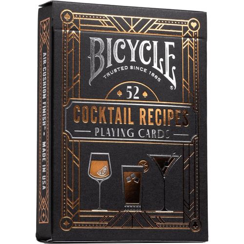Ershi-- Jeu De 54 Cartes Cocktail - Apprenez La Mixologie Avec 52 Recettes De Cocktails ¿ Cartes À Jouer ¿ Format Poker, Noir[3336]