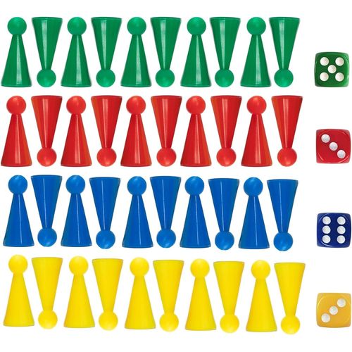 Ershi-Lot De 40 Cônes De Jeu Jeux De Pions De En Plastique Multicolores, Pions De Table Avec Dés Pions De Jeux, 4 Couleurs[1653]