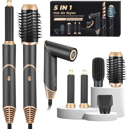asas-6-En-1 Air Styler & Sèche-Cheveux,Boucleurs Auto-Wrap,Brosse Thermique Brushing Avec 5 Accessoires,Brosse Soufflante Pour Sécher Boucler Lisser Donner Du Volume Et Coiffer