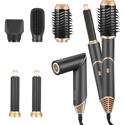 Asas-Brosse Soufflante Thermique 6-En-1 Sèche-Cheveux Professionnel|Boucleurs Auto-Wrap + Brushing Lisseur|5 Accessoires Inclus Pour Volume,Boucles,Séchage Rapide Sans Dommages