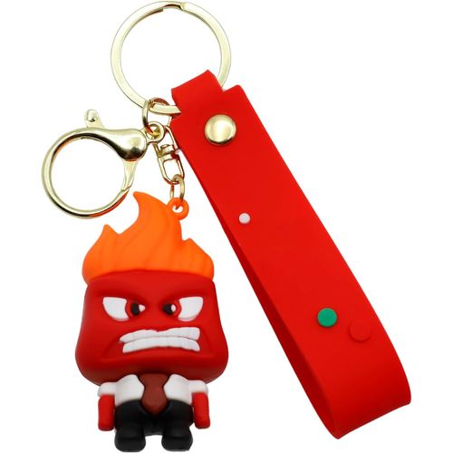 Asas-Porte-Clés Personnage De Colère En Silicone,Porte-Clés De Dessin Animé Furie,Porte-Clés En Caoutchouc De Colère,Porte-Clés Émotion De Colère,6cm,Silicone,Rouge