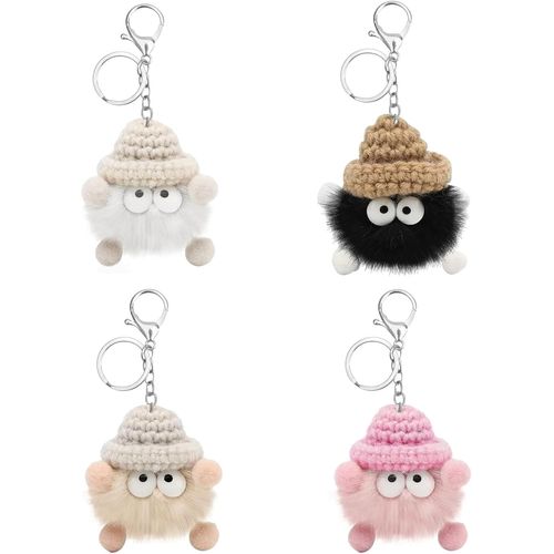 Asas-Porte Clef Pompon,Personnalisé Porte-Clés En Peluche Doux Et Doux Porte Clef Voiture Femme Porte Clés Universel Pour Femmes Filles Clé De Voiture Accessoire,Décorations De Sac À Dos
