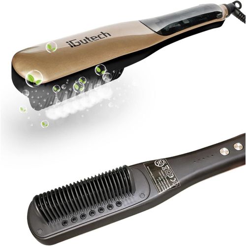 Asas-Brosse À Lisser À Vapeur,Lisseur Cheveux,Lisseur Vapeur Professionnel Avec 3 Réglages De Température,Brosse À Lisser Pour Coiffure Professionnelle,Prise Française