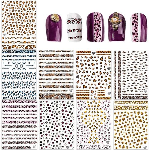 Asas-Lot De 9 Feuilles D'autocollants Pour Nail Art Avec Motif Léopard(Plus De 1 500 Pièces)D'autocollants Sexy Pour Ongles Avec Motif Animal,Faux Ongles,Décorations Pour Enfants,Filles Et Femmes 