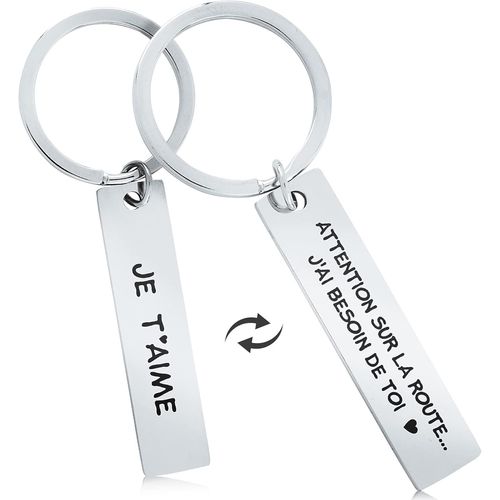 Asas-Porte-Clés Voiture Gravé Recto Verso Avec Texte D'amour Et Boîte D'emballage Noire Cadeau Fête Noël Anniversaire Saint-Valentin Mariage Fiançailles Pour Papa Maman Ami Couple