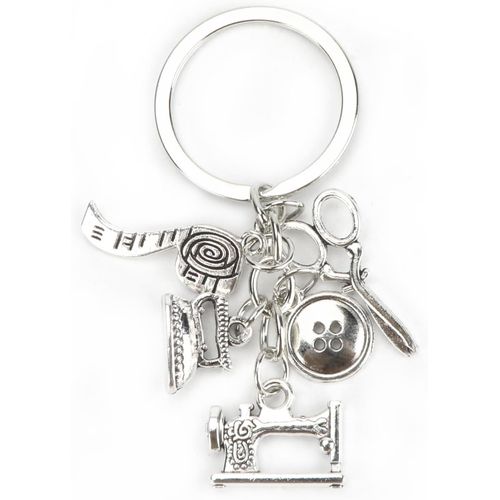 Asas-Porte Clés Machine À Coudre Et Ciseaux En Argent,Porte Clés Drôle,Beau Porte Clés,Porte Clés Pour Les Amateurs De Couture,Cadeau Qui Les Rend Fiers