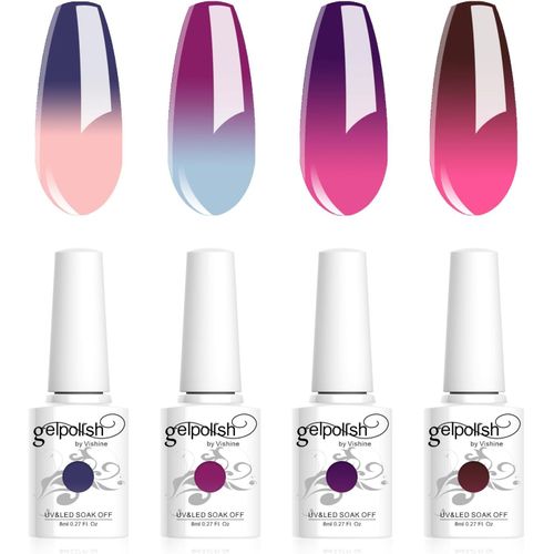 Asas-Vernis Gels Semi-Permanents,Lot De 4 Couleurs Température Changement De Couleur Chameleon Nail Art Vernis À Ongles Uv Led Gel Polish Varnish Manucure 8ml C039 