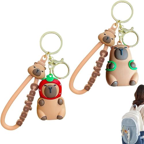 Asas-Porte-Clés,2 Pcs Porte Clés Capybara Capybara Porte Clés Pendentif Porte-Clés Animal Drôle Poupée Capybara Sac À Dos Convient Aux Filles Et Enfants