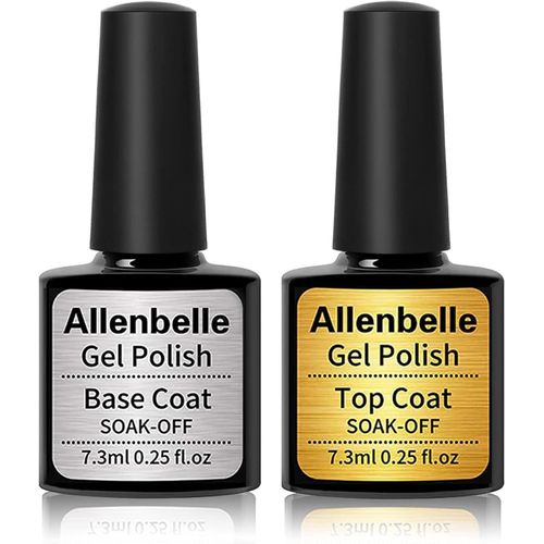 Asas-Allenbelle Vernis Semi Permanent Vernis À Ongle Gel Vernis Uv Led Gel Nail Polish Varnish Nail Art Soak Off Manucure(7.3ml/Pc Lot De 2)(Base Top Coat) 