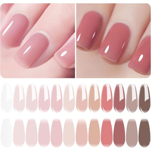 Asas-Lot De 12 Vernis Gel Semi Permanent Transparent Pastel Rose Milky,Vernis À Ongles Semi Permanent Naturelle Blanc Laiteux Jelly Crystal Soak Off Uv Led Gel Ongle 12pcs 