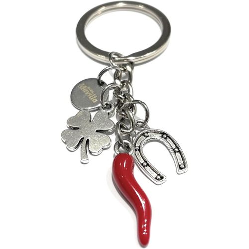 Asas-Porte-Clés En Acier Corne Porte-Bonheur Et Pendentif En Forme De Corne De Cheval. Fabriqué En Italie