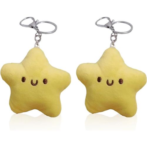 Asas-2 Pcs Anneau Porte Clé,Porte-Clés Mignons,Poupées Étoiles,Breloques De Sac À Dos,Poupées,Pendentifs En Peluche Petite Étoile,Anneau Porte Clé