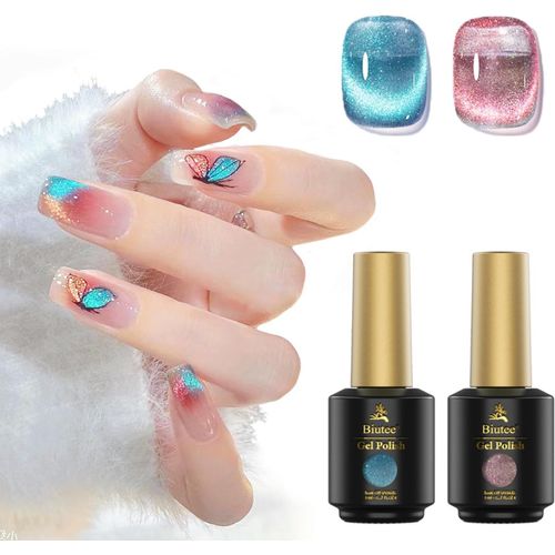 Asas-Vernis Semi Permanent Magnétique 9d Cat Eye Vernis À Ongles Gel Lot Color Couleurs 2x8ml 