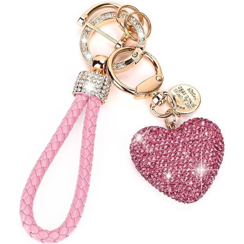 Asas-Porte Clé Coeur,Paillettes Strass Porte-Clés,Porte-Clés Pendentif,Porte Clef Voiture Femme,Porte Clé Couple,Porte-Clés C?Ur Pour Couple Cadeau,Saint Valentin