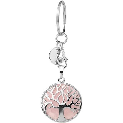 Asas-Porte-Clés Arbre De Vie Avec Pierres Précieuses-Porte-Clés Arbre De Vie-Pierre Précieuse Naturelle-Arbre De Vie-Chakra-Pierres De Guérison Reiki-Cristal Rose