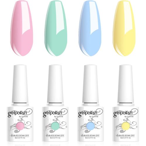 Asas-Vernis Semi Permanent 4 Couleurs 8ml,Crème Couleurs De Pastel Jaune Vert Menthe Bleu Rose Lot Vernis À Ongles Gel Uv Led Nail Polish Soak Off Manucure-C024 