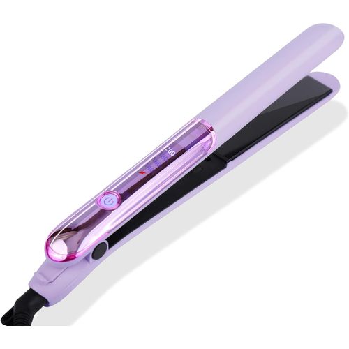 Asas-Brosse Lissante Pour Cheveux,Fers Plats À Chauffage Rapide 30s,Fer À Lisser Professionnel Ionique En Céramique,4 Réglages De Température 140-200°C,Bigoudi À Double Usage(Violet + Noir)