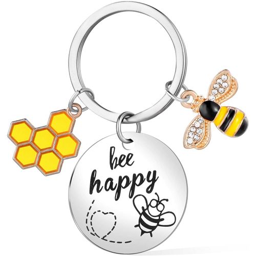 Asas-Porte-Clés Abeille Porte-Clés Abeille Happy Keyring Abeille Cadeau Femme Abeille Pendentif Porte-Clés Animaux Pour Hommes Femmes Portefeuille Sac À Main Sac À Dos