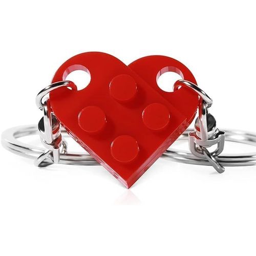 Asas-Porte Cle Coeur,Porte Clef Couple Clé Coeur,Couple Keychain Duo Amoureux Comme Cadeau Pour Les Amoureux,Les Amis,La Famille(Rouge)
