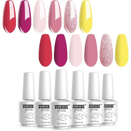 Asas-Lot De 6 Couleurs Variées 8ml Vernis À Ongles Gel Semi Permanent Uv Led Gel Uv Soak Off Nail Art Cadeaux Coffre 