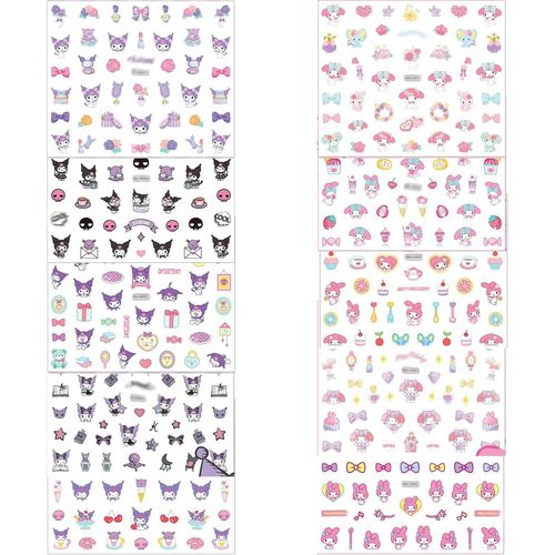 Asas-Lot De 10 Feuilles Mignonnes Kawaii Cartoon Autocollants,Autocollants Ongles Pour Fille,Autocollants Pour Ongles,Autocollants Pour Ongles,Autocollants De Dessin Animé,Nail Art, 