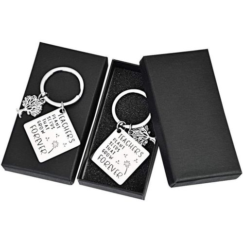 Asas-2 Pcs Porte-Clés Professeur,Porte-Clés Pour Enseignant Avec 2 Pcs Boîtes De Cadeaux Porte-Clés De Cadeau D'appréciation Des Enseignants Pour Fête Des Enseignants,Thanksgiving,Graduation