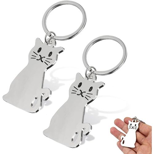 Asas-2 Pièces Porte-Clés En Métal En Forme De Chat,Animaux Porte-Clés,Porte-Clés En Acier Inoxydable Mini Porte-Clés De Décoration,Cadeau Drôle Pour Enfants,Amis,Familles,Adultes