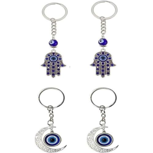 Asas-Porte-Clés Mauvais ?Il,4 Pièces Bijoux Oeil Bleu Turc Porte-Clés Oeil Chanceux Décorations Feng Shui,Porte-Clés Yeux Bleus Pour Homme Et Femme,Décoration De Sac