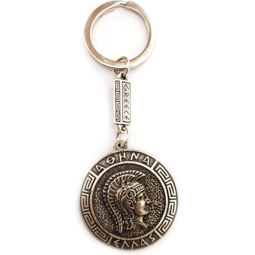 Asas-Porte-Clés Avec Pièce De Monnaie Ancienne Athena Shield Déesse Athena Athena