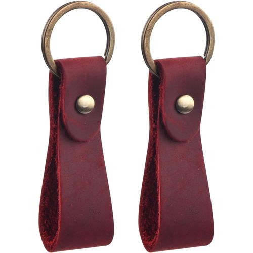 Asas-Wisebom Porte-Clés En Cuir Veritable Qualité,2pcs Porte-Clés Avec Lanière En Cuir Et Boucle De Cuivre,Anneaux Porte Clé De Voiture Sangle En Cuir Pour Homme Femme