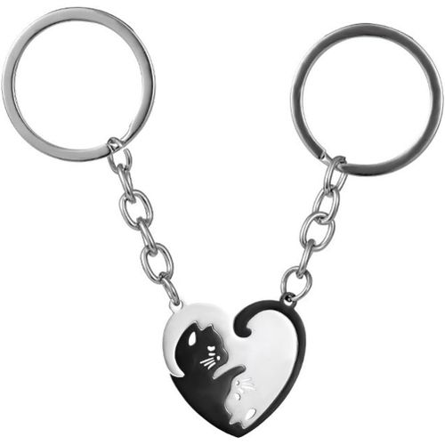 Asas-2 Pcs Porte-Clés Puzzle Chat En Acier Inoxydable Cadeaux D'amitié Pour Hommes Et Femmes