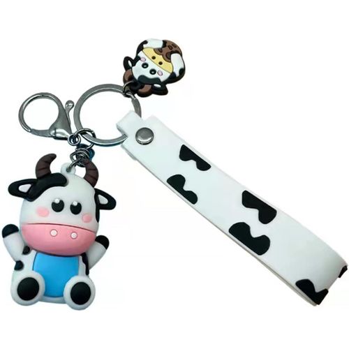 Asas-Décorations Mignonnes De Sac À Dos De Petite Vache 3d Porte-Clés Pour Filles,Bracelet De Clé De Voiture