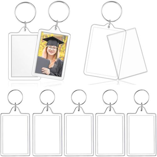 Asas-8 Pièces Porte-Clés Photo,Porte Clef Photo Transparent Vierge En Acrylique,Personnalisé Porte Clef,Vierge Rectangle,Pour Bricolage Photo Saint-Valentin Souvenirs Cadeaux 3.5 * 4.5cm