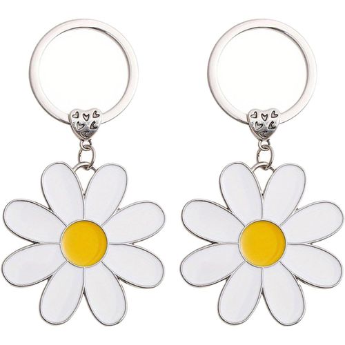 Asas-Lot De 2 Porte-Clés En Forme De Fleur Blanche Pour Femme-Mignon,Pour Sac,En Métal,Blanc,4,5cm