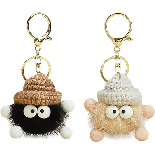 Asas-Lot De 2 Porte-Clés Personnalisés En Peluche-Mignon Pour Filles,Voiture-Noir,S